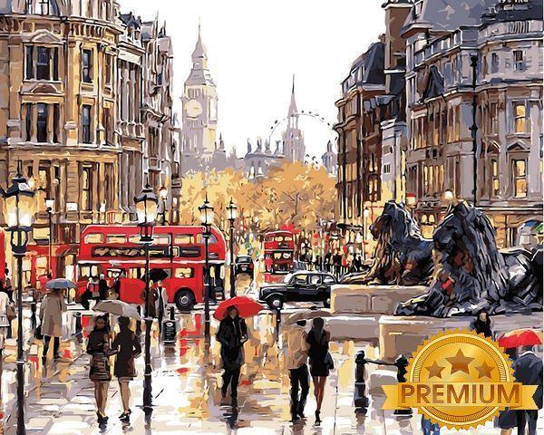 Картина за номерами 40х50 см Babylon Premium (кольоровий полотно + лак) Кам'яні леви (NB 506)