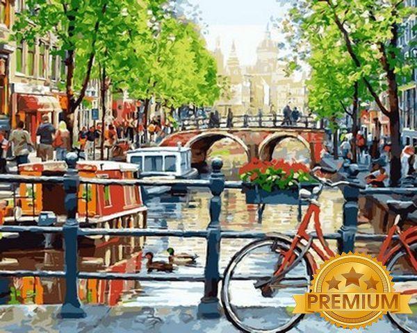 Картина за номерами 40х50 см Babylon Premium (кольоровий полотно + лак) Прогулянка на велосипеді (NB 557)