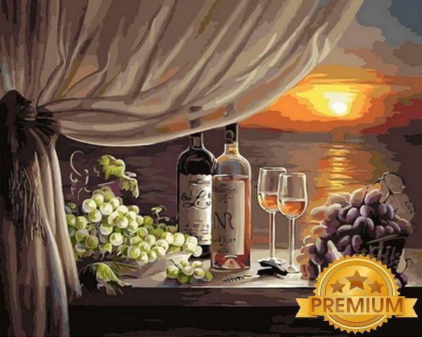 Картина за номерами 40х50 см Babylon Premium (кольоровий полотно + лак) Вино на заході (NB 596)