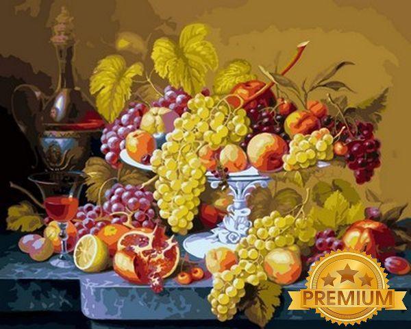 Картина за номерами 40х50 см Babylon Premium (кольоровий полотно + лак) Розкішний виноград (NB 598)