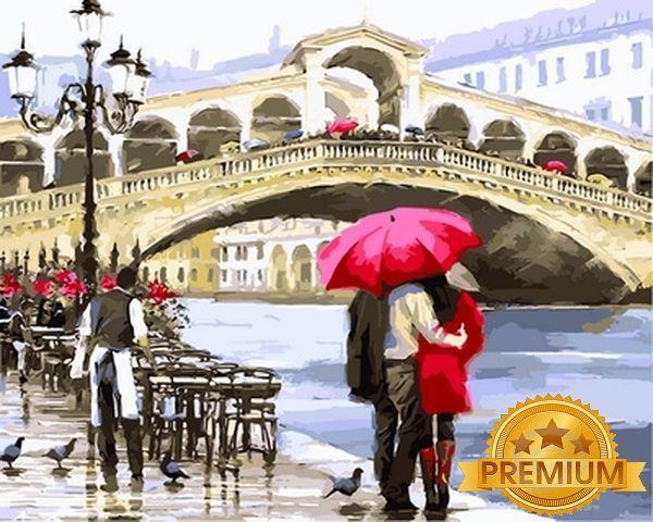 Картина за номерами 40х50 см Babylon Premium (кольоровий полотно + лак) Rialto Bridge Венеція Італія