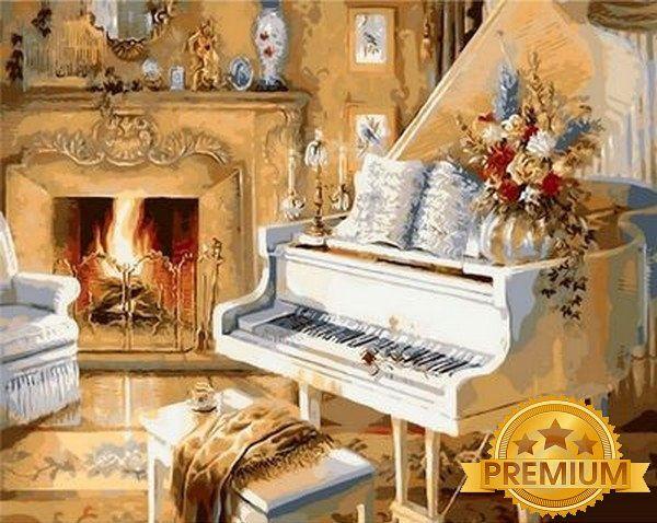 Картина за номерами 40х50 см Babylon Premium (кольоровий полотно + лак) Музичний вечір Художник Джуді Гібсон