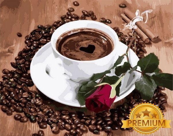 Картина за номерами 40х50 см Babylon Premium (кольоровий полотно + лак) Запрошення на каву (NB 2096)