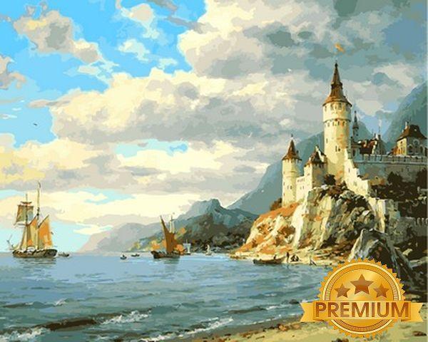 Картина за номерами 40х50 см Babylon Premium (кольоровий полотно + лак), Палац у моря Художник Валерій