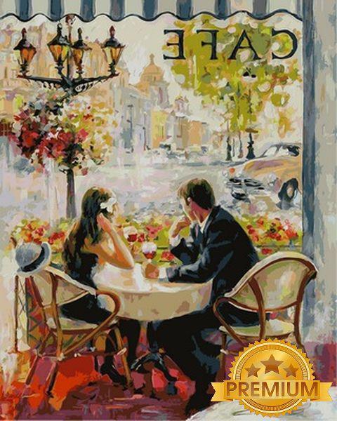Картина за номерами 40х50 см Babylon Premium (кольоровий полотно + лак) Кафе Художник Галина Котинова (NB