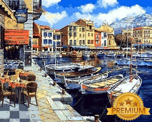Картина за номерами 40х50 см Babylon Premium (кольоровий полотно + лак) Післяобідній Понт-Авен Франція
