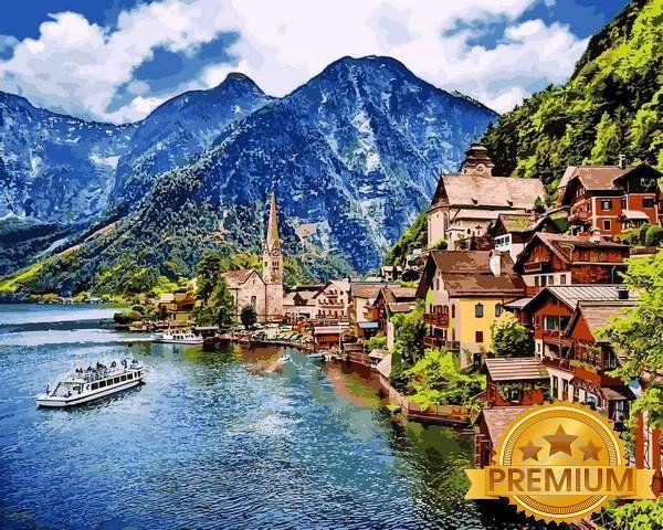 Картина за номерами 40х50 см Babylon Premium (кольоровий полотно + лак) Гальштат Австрія (NB1087)