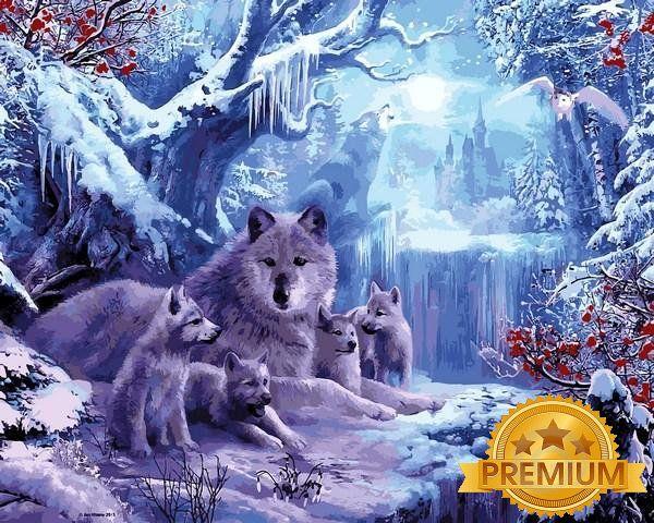 Картина за номерами 40х50 см Babylon Premium (кольоровий полотно + лак) Замерзлий водоспад Художник Ян