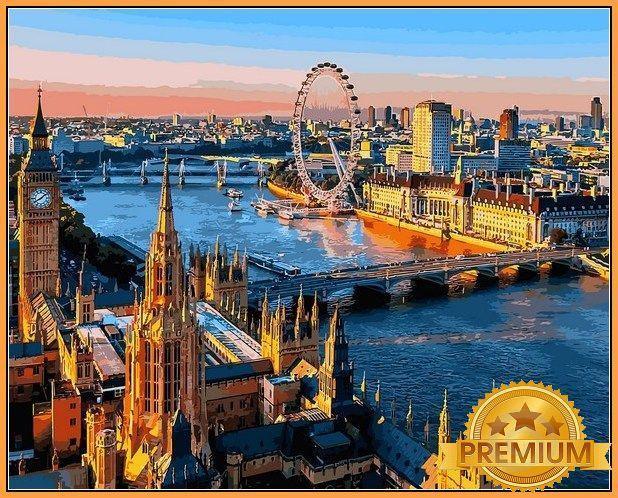 Картина за номерами 40х50 см Babylon Premium (кольоровий полотно + лак) Лондон - місто з давньою історією