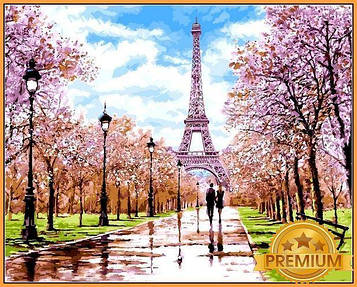 Картина за номерами 40х50 см Babylon Premium (кольоровий полотно + лак) Рання весна Париж Художник Річард