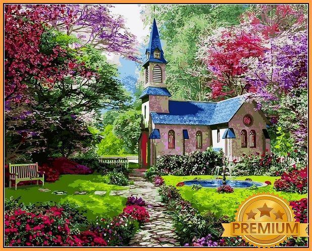 Картина за номерами 40х50 см Babylon Premium (кольоровий полотно + лак) Квітучий сад Художник Домінік Девісон