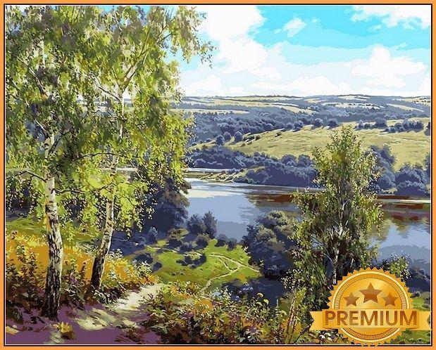 Картина за номерами 40х50 см Babylon Premium (кольоровий полотно + лак) Дорога до річки (NB 959)