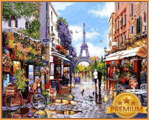 Картина за номерами 40х50 см Babylon Premium (кольоровий полотно + лак) Квітучий Париж (NB 1243)