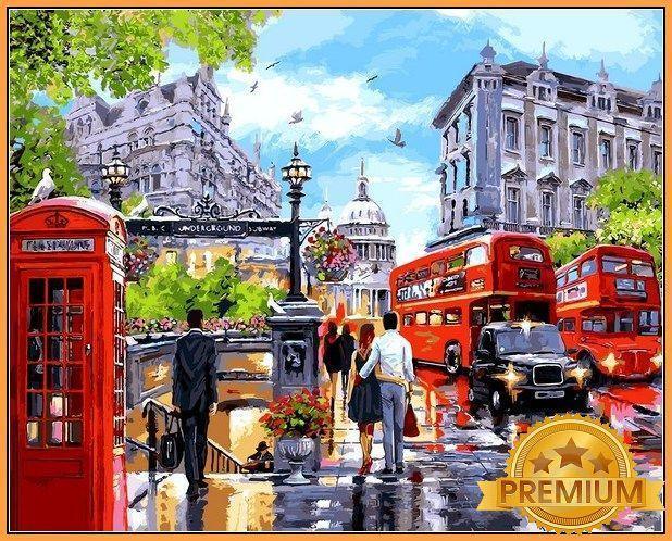 Картина за номерами 40х50 см Babylon Premium (кольоровий полотно + лак) Весна в Лондоні (NB 1242)