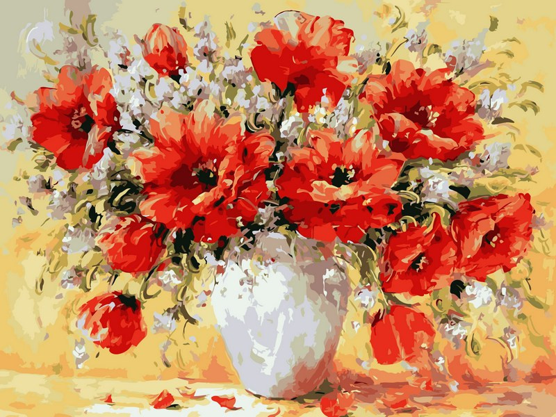 Картина за номерами 40х50 см Babylon Букет маків Художник Антоніо Джанильятти (VP 539), фото 1