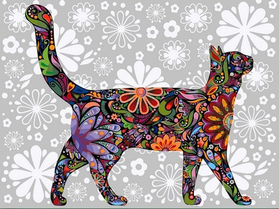 Картина за номерами 30х40 см Babylon Квітковий кіт (VK 171), фото 1