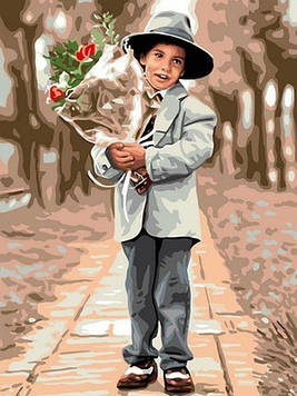 Картина за номерами 30х40 см. Babylon Хлопчик з букетом (VK 195)