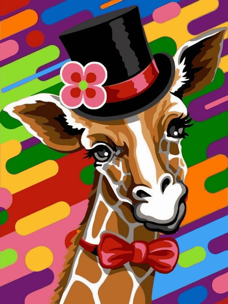 Картина за номерами 30х40 см Babylon Жираф в капелюсі (VK 245), фото 1