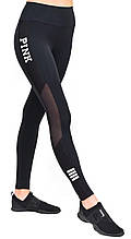 Спортивні лосини з високою посадкою, чорні жіночі легінси лосини для фітнесу з утяжкой Valeri Pink 1220