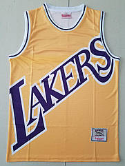 Жовта баскетбольна майка Lakers Mitchell&Ness NBA Big Face команда Лейкерс джерсі