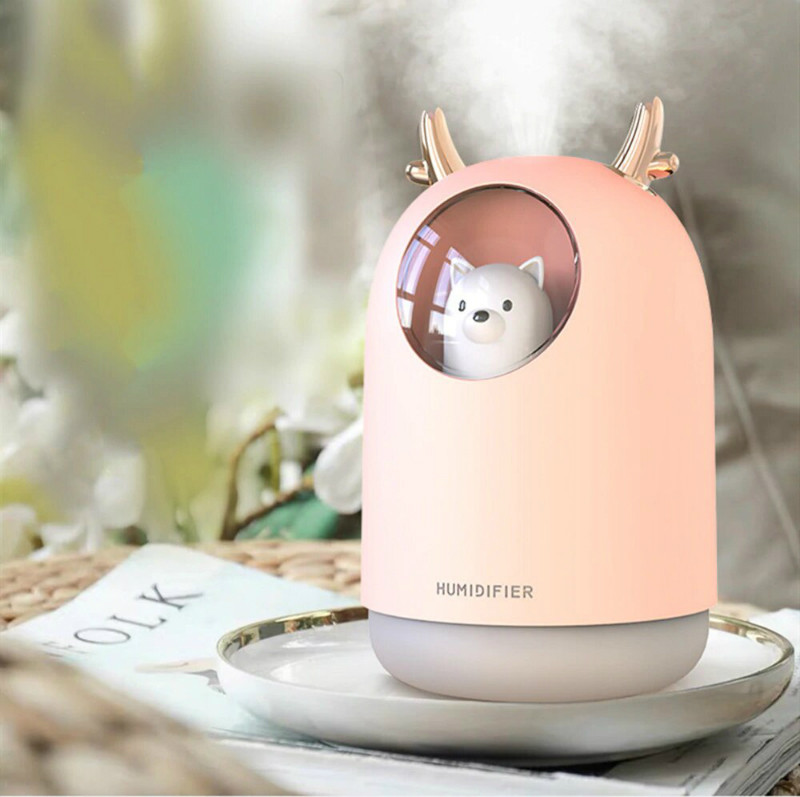 Увлажнитель воздуха, USB Aroma Humidifier M106 Аромалампа с LED-подсветкой на 7 цветов, розовый - фото 4 - id-p1211822637