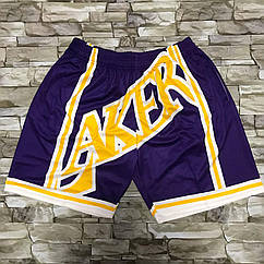 Фіолетові Баскетбольні шорти Лейкерс Mitchell&Ness NBA Big Face команда Lakers шорти