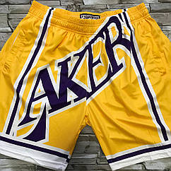 Жовті Баскетбольні шорти Лейкерс Mitchell&Ness NBA Big Face команда Lakers шорти