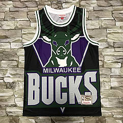 Чорна баскетбольна майка Мілуокі Бакс Mitchell & Ness NBA Big Face команда Milwaukee Bucks джерсі