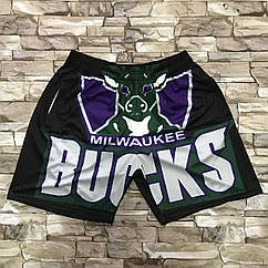 Чорні Баскетбольні шорти Мілуокі Бакс Mitchell&Ness NBA Big Face команда Milwaukee Bucks шорти