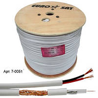 Кабель для відеоспостереження RG-59+ 2х0,5"EuroSat, білий