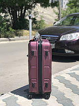 Середній пластиковий чемодан з полікарбонату бордовий, фото 2