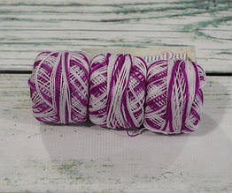 Нитки для вишивання ROSE Pearl No8 (для хардантера), колір — меланж бузковий/білий