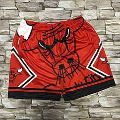 Червоні баскетбольні шорти Чикаго Булз Mitchell&Ness NBA Big Face команда Chicago Bulls шорти