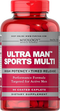 Вітаміни для чоловіків Puritan's Pride Ultra ManTM Sports Multivitamins 90 капс., фото 1