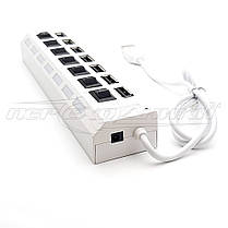 Hi-Speed USB 2.0 HUB, на 7 портів із перемикачем на кожен порт, білий, фото 4