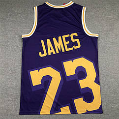 Фіолетова баскетбольна майка James 23 Mitchell & Ness NBA Big Face команда Лейкерс Джеймс 23 джерсі