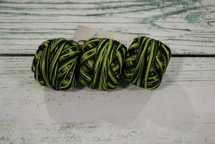 Нитки для вишивки ROSE Pearl №8 (для хардангер), колір меланж темно-зелений/світло зелений