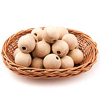 Дерев'яні намистини 30мм, діаметр дірки 9.5мм (20шт в упаковці) нефарбовані, натуральні з світлого бука