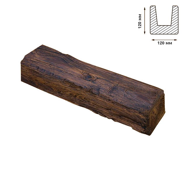 Балка Decowood рустик 12х12см темна, фото 1