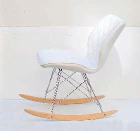 Крісло гойдалка Nolan Rack шкірозамінник білий, дизайн Charles Eames RAR Rocker Chair