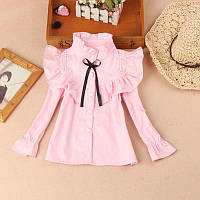 Школьная блузка на девочку, блуза в школу, школьная форма, рр 110-150 160, розовый