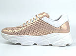 Золотисті кросівки шкіряні перфорація літнє жіноче взуття Rosso Avangard Mozza Gold Perf, фото 2