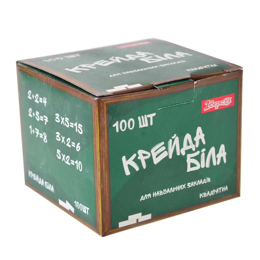 Мел белый 1Вересня 10х10×100 мм 100 штук квадратный 400063, фото 1