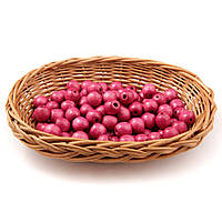 Дерев'яні намистини 13мм (100шт в упаковці) пастельно-рожевого кольору