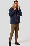 Чоловічий пуховик з натуральним хутром Finn Flare A18-42004-101 темно-синій M, фото 3