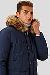 Чоловічий пуховик з натуральним хутром Finn Flare A18-42004-101 темно-синій M, фото 4