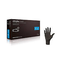 Перчатки Nitrylex® Black, Черные, М, 50 пар, нетриловые, защитные, смотровые, унисекс