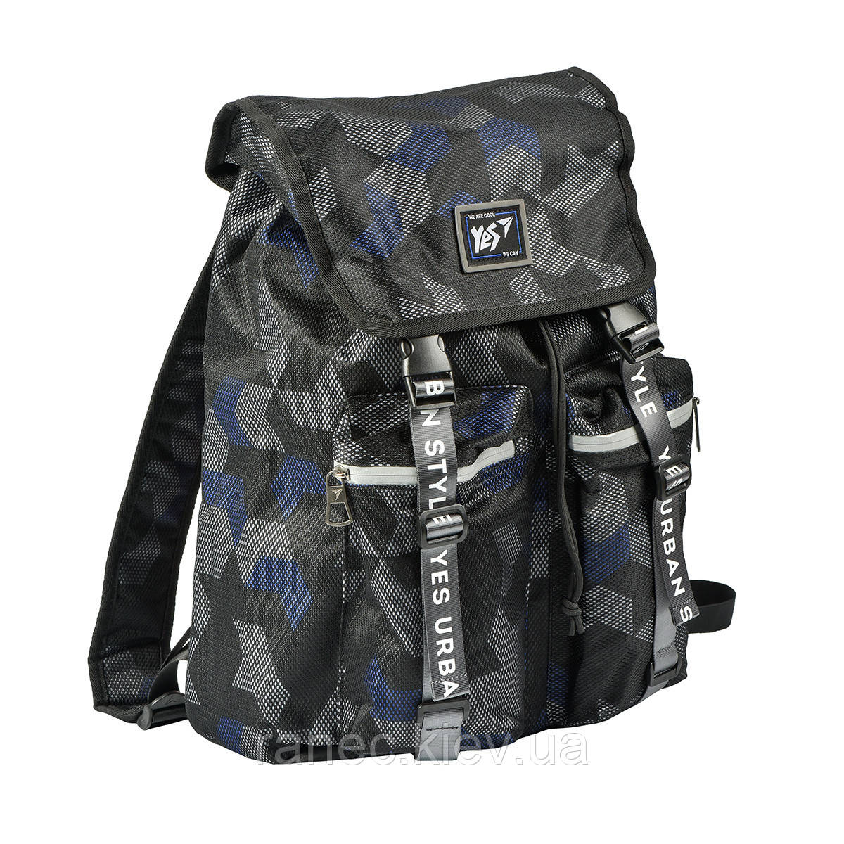 Рюкзак молодіжний YES T-71 Double up чорний/синій 558362, фото 1