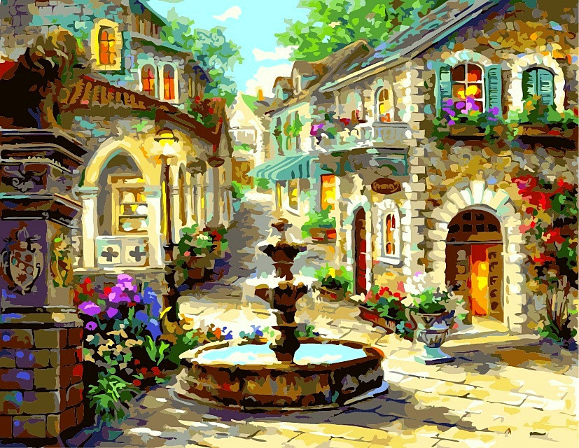 Картина за номерами 40х50 см Babylon Міський фонтан Художник Nicky Boehme (VP-302), фото 1