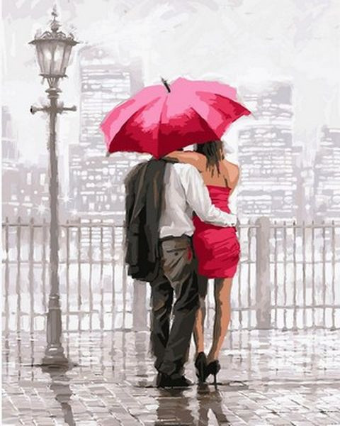 Картина за номерами 40х50 см Babylon Закохані під червоним парасолькою (VP 550), фото 1
